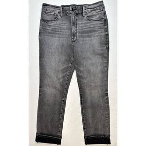 Good American Good Legs Stove Pipe Jeans 14/32 High Rise Gray Black Denim NEW